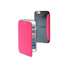 Muvit Easy Folio - Étui À Rabat Pour Téléphone Portable - Polyuréthane, Polycarbonate, Imitation Cuir - Rose, Denim
