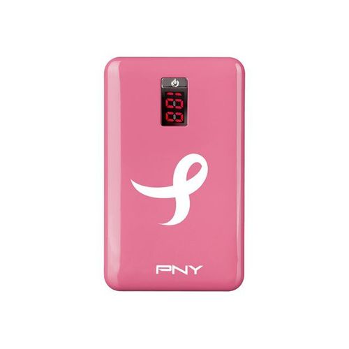 Pny Powerpack Cl51 - Banque D'alimentation - 5100 Mah - 2.1 A - 2 Connecteurs De Sortie (Usb) - Sur Le Câble : Micro-Usb - Ruban Rose