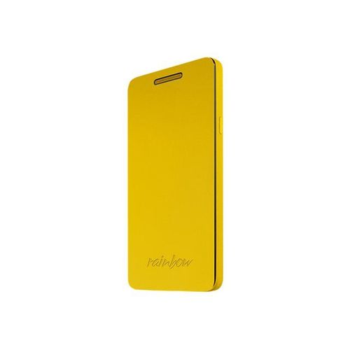 Wiko Rainbow - Étui À Rabat Pour Téléphone Portable - Polyuréthane, Polycarbonate - Jaune Fluo - Pour Wiko Rainbow