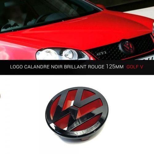 Emblème Logo Calandre Avant Noir Brillant Rouge 125mm Pour Vw Golf 5 Mk5 Gti