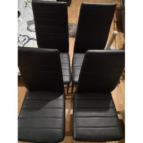 Vend Lot De 4 Chaises Noir Cuir Synthétique
