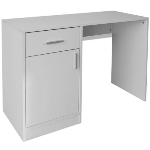 Bureau Avec Tiroir Et Placard 100x40x73 Cm Blanc