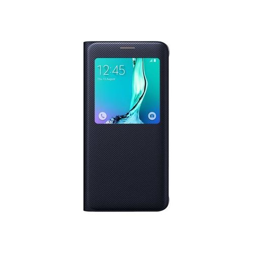 Samsung S View - Étui À Rabat Pour Téléphone Portable - Polyuréthane - Noir - Pour Galaxy S6 Edge+