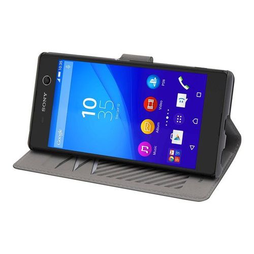 Muvit Mfx Slim S Folio - Étui À Rabat Pour Téléphone Portable - Gris - Pour Sony Xperia M5