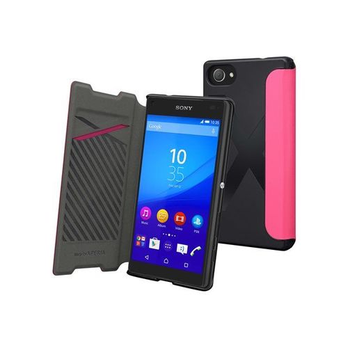 Muvit Mfx Easy Folio - Étui À Rabat Pour Téléphone Portable - Polyuréthane, Polycarbonate, Imitation Cuir - Noir, Rose - Pour Sony Xperia Z5 Compact