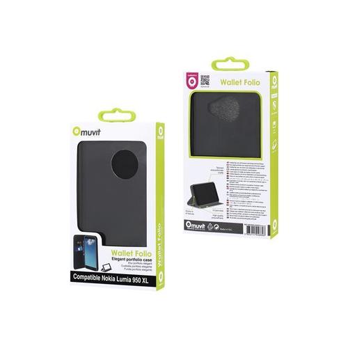 Muvit Wallet - Étui À Rabat Pour Téléphone Portable - Noir - Pour Microsoft Lumia 950 Xl