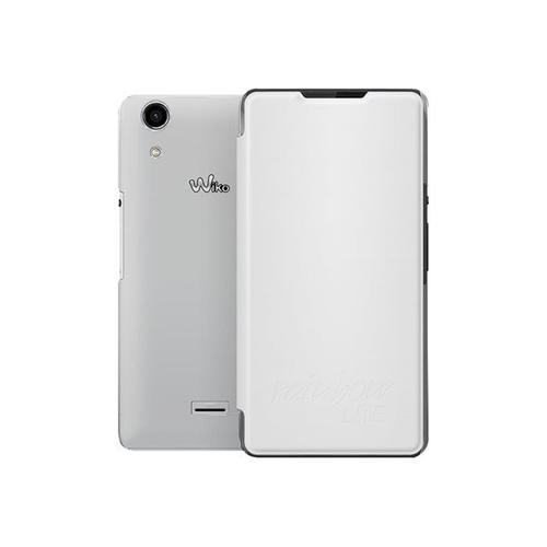 Wiko Folio - Étui À Rabat Pour Téléphone Portable - Polyuréthane, Microfibre - Blanc - Pour Wiko Rainbow Lite