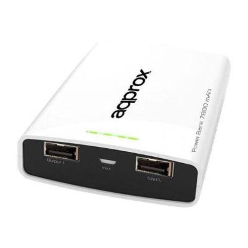 Approx Pocket Universal Evolution - Banque D'alimentation - 7800 Mah - 2.1 A - 2 Connecteurs De Sortie (Usb) - Sur Le Câble : Micro-Usb - Blanc