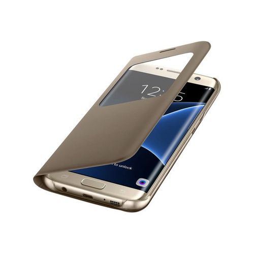 Samsung S View Ef-Cg935 - Étui À Rabat Pour Téléphone Portable - Polyuréthane - Or - Pour Galaxy S7 Edge
