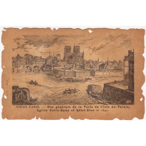 Collection Historique De La France - Vieux Paris - Vue Générale De La Teste De L'isle Du Palais, Église Notre-Dame Et Hôtel-Dieu En 1640 - Timbrée, Oblitérée Et Correspondance En 1905