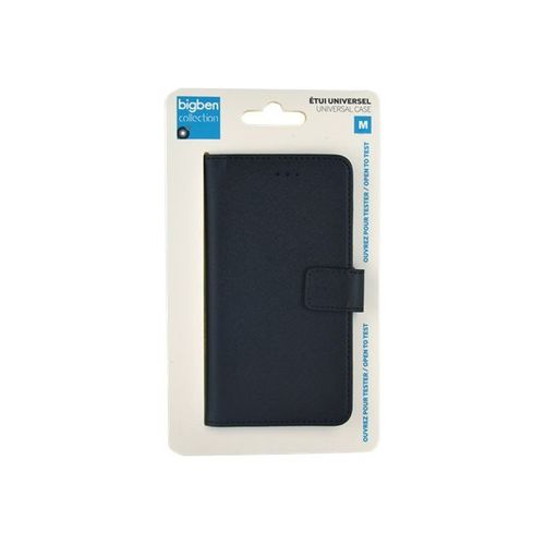 Bigben Connected Universal Folio Case Size M - Étui À Rabat Pour Téléphone Portable - Cuir Doux - Noir