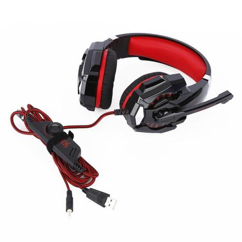 G9000 Casque Gaming Over-Ear 3.5mm Jeu Casque Ecouteur Avec Microphone -Rouge