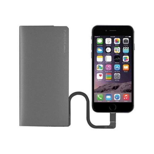 Puridea S1 Series - Banque D'alimentation - 10000 Mah - 3 A - 2 Connecteurs De Sortie (Usb) - Sur Le Câble : Micro-Usb, Lightning - Gris