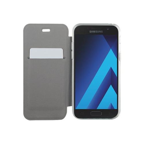 Bigben Connected - Étui À Rabat Pour Téléphone Portable - Cuir Synthétique - Noir, Transparent - Pour Samsung Galaxy A3 (2017)