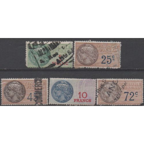 France: Lot De 5 Timbres Fiscaux .