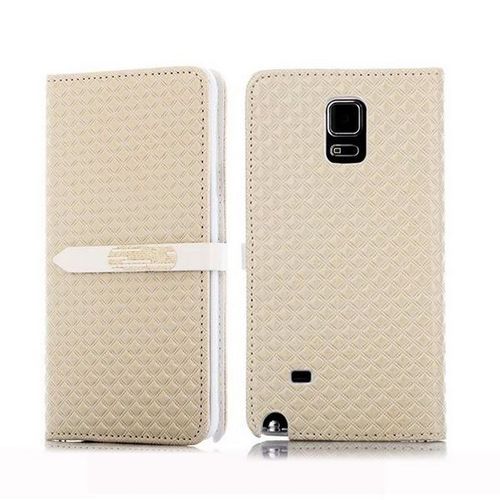 Etui Folio A Rabat Samsung Galaxy Note 4 Blanc A Boucle Eco-Cuir (Pu)