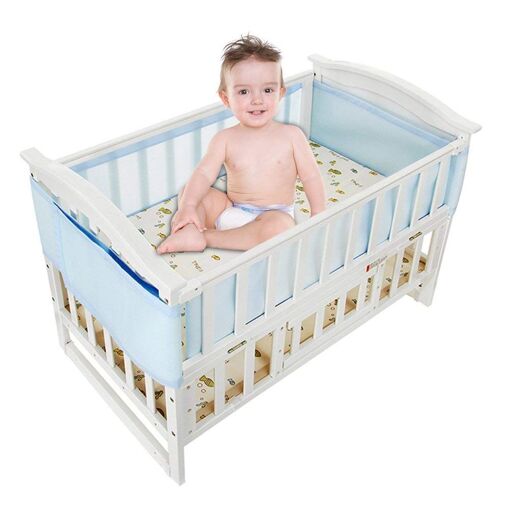 Tour De Lit Bebe Lavables Anti Collision 3d Respirant Bleu Rakuten
