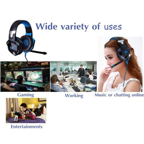 Eleyooner Casque Gamer Micro Filaire Basse Stéréo Micro Casque PC