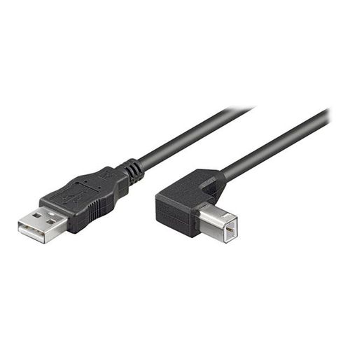 goobay - Câble USB - USB type B (P) pour USB (P) - USB 2.0 - 5 m - connecteur à 90° - noir