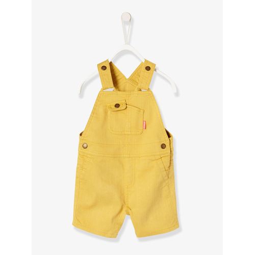 Salopette Courte En Toile Couleur Bébé Garçon - Jaune (Vertbaudet)