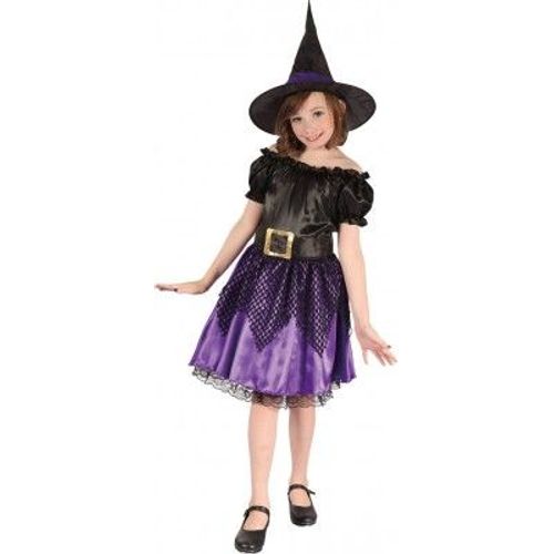 P'tit Clown Re98085 - Costume Enfant Luxe Sorcière Noire Et Violette, S 4/6 Ans