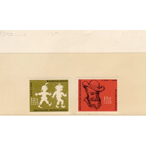 Timbres-Poste De Sarre (50ème Anniversaire De La Mort Du Dessinateur Humoriste Allemand Wilhelm Busch)