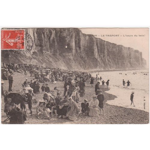 Cpa 55 - Le Tréport - L'heure Du Bain - Timbrée, Oblitérée Et Correspondance Le 30/08/1908