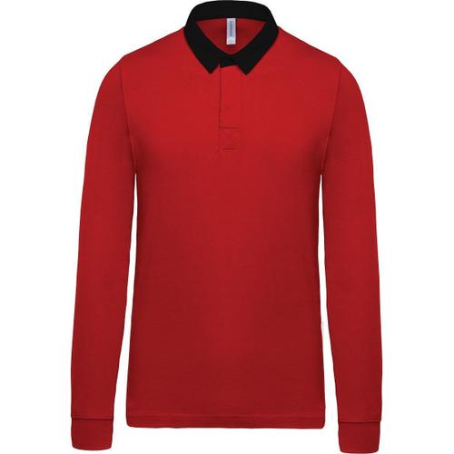 Polo Rugby Enfant Mixte - K214 - Rouge Et Noir