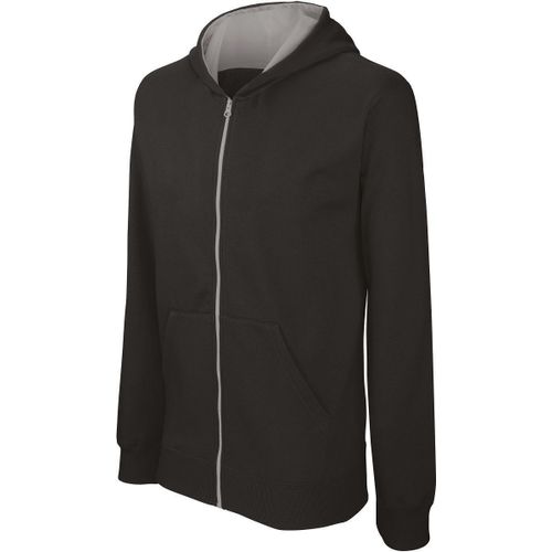 Gilet Sweat Zipp? ? Capuche Enfant - K486 - Noir Et Gris