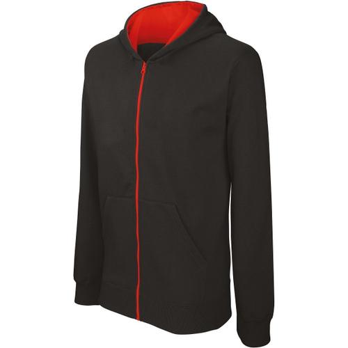 Gilet Sweat Zipp? ? Capuche Enfant - K486 - Noir Et Rouge