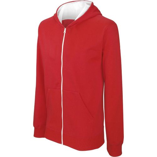 Gilet Sweat Zipp? ? Capuche Enfant - K486 - Rouge Et Blanc