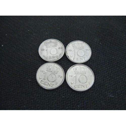 Lot 4 Pièces 10 Cent (0.10 Florin) Pays Bas 1964-75-76-78