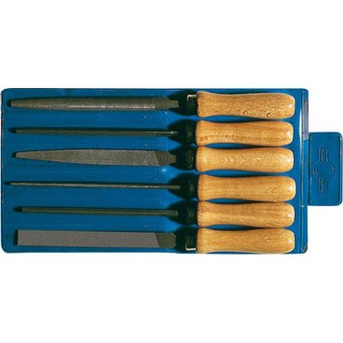 Jeu de limes à clé, 6 éléments, dans une trousse en plastique, Long. : 100 mm, Taille 2