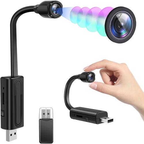 WiFi USB Caméra Espion,4K HD Caméra Cachée WiFi avec détection de Mouvement,Mini caméras de Surveillance pour la Maison/Le Bureau,Caméra Cachée avec Connexion USB,Pas de Batterie Incluse