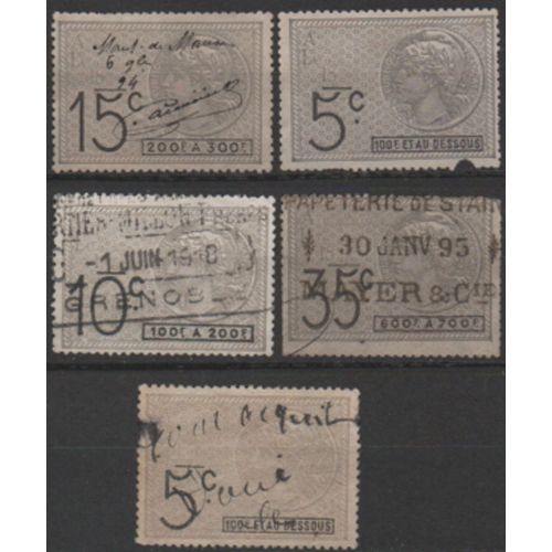 France: Lot De 5 Timbres Fiscaux .