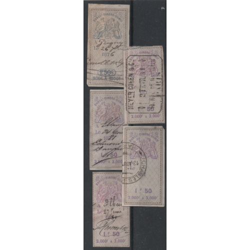 France: Lot De 5 Timbres Fiscaux Pour L'enregistrement.