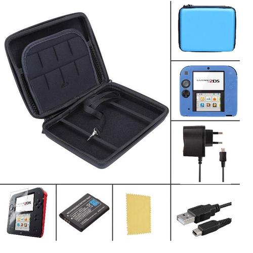 Pack Premium 6 En 1 Nintendo 2ds - Bleu - Chargeur, Housse, Protection, Batterie