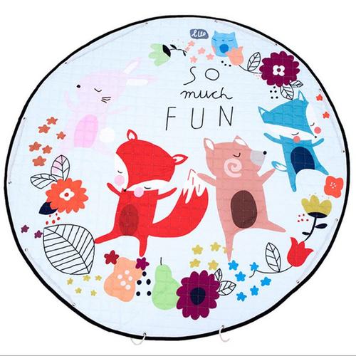 Diametre 150cm Tapis Moquette Rond Cartoon Pour Enfant Tapis De Jeux Sac De Rangement Decoration Bebe Chambre Avec Corde Renard Danse Rakuten