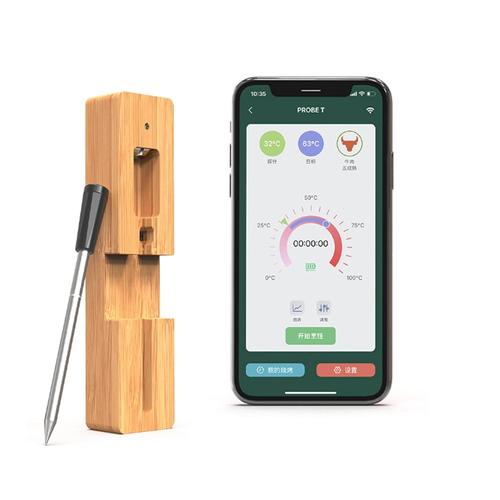 Sonde De Température De Cuisine Intelligente Sans Fil , Connexion Bluetooth À Distance 50 M, Application Gratuite Compatible Avec Ios/Android, Étanche Ipx7, Sonde En Acier Inoxydable 304