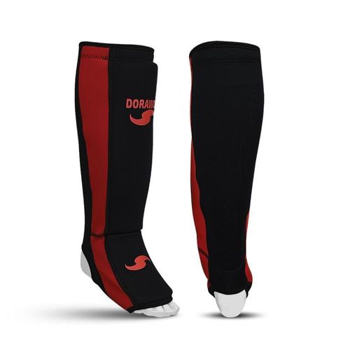 Dorawon, Protège Tibias Et Pieds Kyoto, Noir Et Rouge, Taille Xs