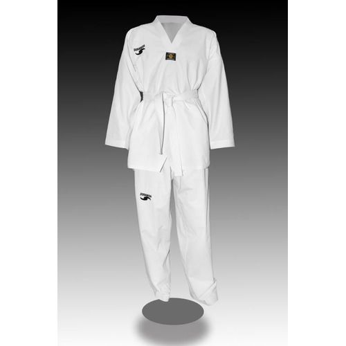 Dorawon, Dobok Taekwondo Brodé Premium Taille 120 Cm, Col Blanc
