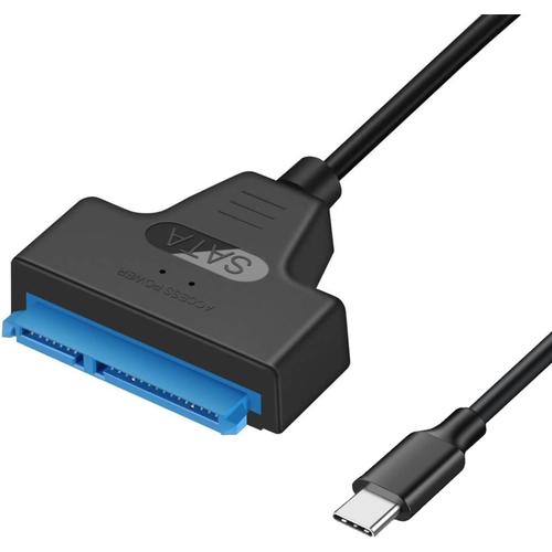 USB C Câble Adaptateur, Adaptateur USB 3.1 Type C Thunderbolt 3 Disque Dur SATA I/II/III pour SSD/HDD SATA de 2,5"" 7+15 Pin, Supporte UASP SATA III
