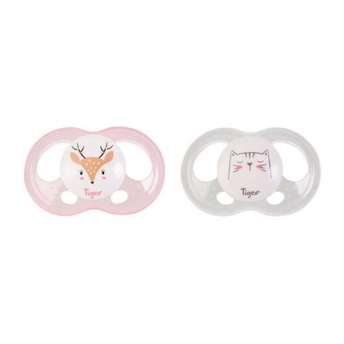 Tigex 2 Sucettes Soft Touch Silicone Taille 18m+ Biche Chat Fille