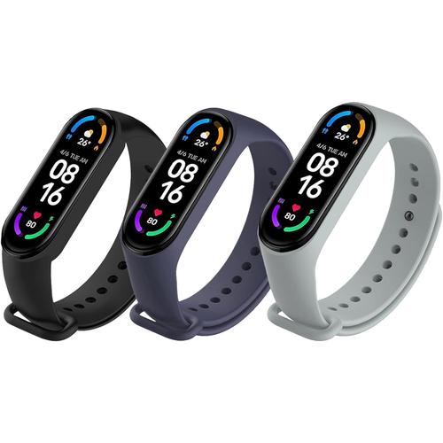 3 Pcs Bracelet Pour Xiaomi Mi Band 5/ Xiaomi Mi Band 6, Bracelet De Remplacement En Silicone Souple, Femmes Hommes