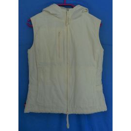Veste Creme Molletonnee Sans Manche À Capuche. Doudoune. H&m L.O.G.G. Sport. Coton. Polyester. Nylon. Taille 36