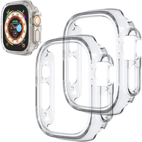 2 Pièces Coque Pour Protection Apple Watch Ultra 49mm, 360° Couverture Totale Anti Rayures Pc Cover Case, Pour 2022 Apple Watch 49mm/Iwatch Ultra 49mm (Transparence)