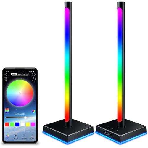 Barres Lumineuses Smart RGB de l'atmosphère, lumière LED Lampe Bureau, Synchronisation de la Musique, Le contrôle des Applications, avec Un Support de Casque Amovible pour Le Casque Suspendu