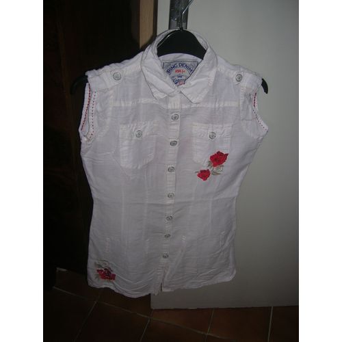 Tunique Brodée Kaporal Taille Xs 55% Lin,45% Coton.