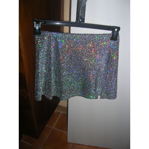 Jupe Short Brillante Argentée Taille Xs.