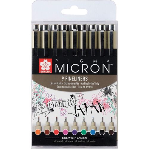 Sakura Stylo Feutre Pigma Micron 05, Étui De 9